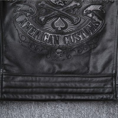 Áo da thật đẹp AKD024 đen