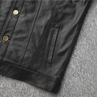 Áo da nam đẹp AKD030 đen