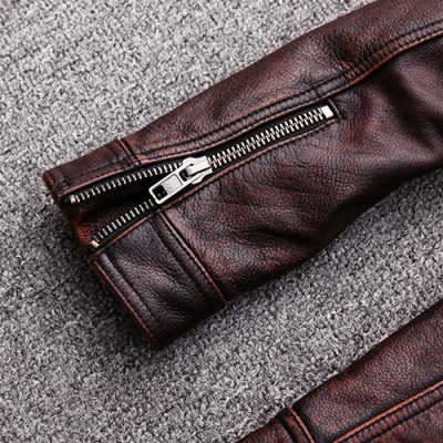 Áo da nam size lớn AKD027 nâu đỏ