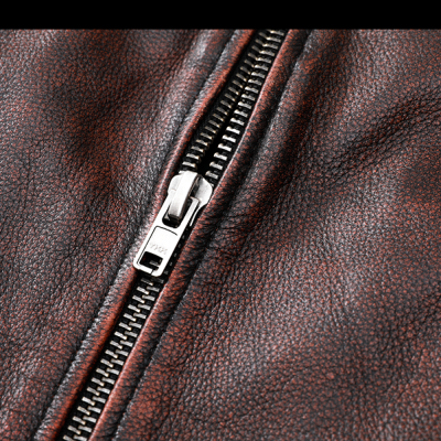 Áo da bò size lớn AKD019 nâu đỏ