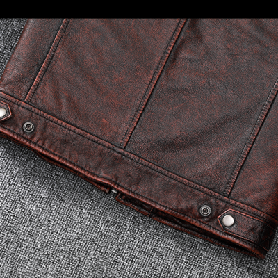 Áo da thật size lớn AKD022 nâu