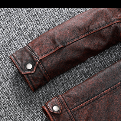 Áo da thật size lớn AKD022 nâu