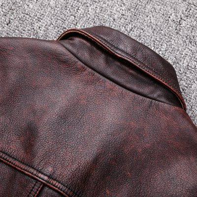 Áo da nam size lớn AKD027 nâu đỏ