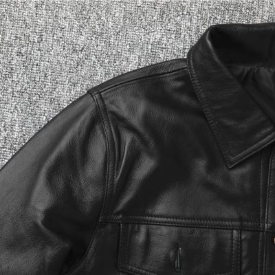 Áo da nam đẹp AKD030 đen