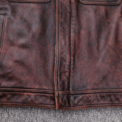 Áo da nam size lớn AKD027 nâu đỏ