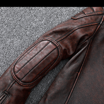 Áo da bò size lớn AKD019 nâu đỏ