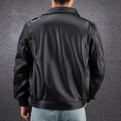 Áo da bò nam béo AKD021 đen