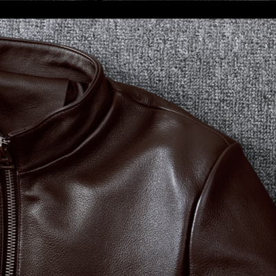 Áo da nam size lớn AKD031 nâu đậm