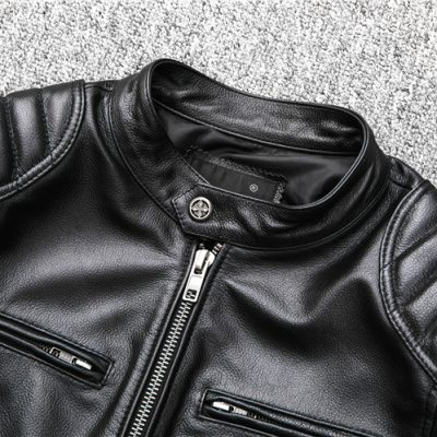 Áo da bò thật AKD012 đen