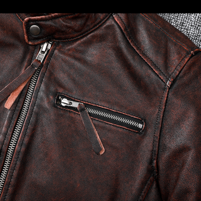 Áo da thật size lớn AKD022 nâu