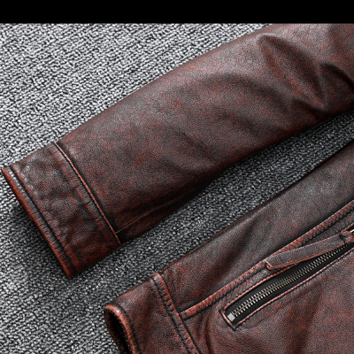 Áo da thật size lớn AKD022 nâu