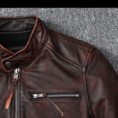 Áo da thật size lớn AKD022 nâu