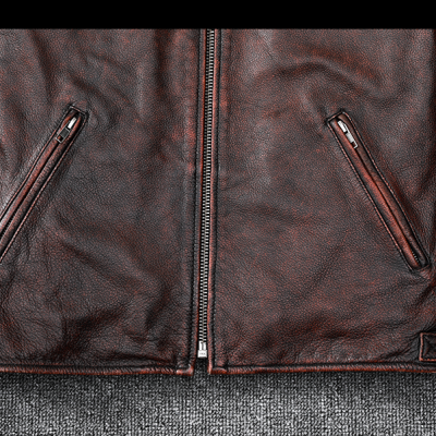 Áo da bò size lớn AKD019 nâu đỏ