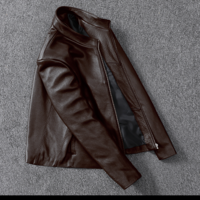 Áo da nam size lớn AKD031 nâu đậm