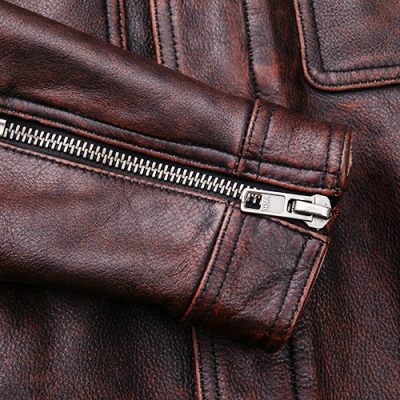 Áo da nam size lớn AKD027 nâu đỏ