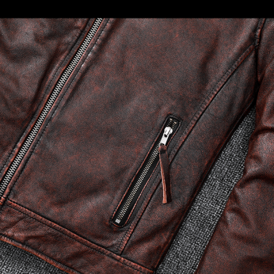 Áo da thật size lớn AKD022 nâu