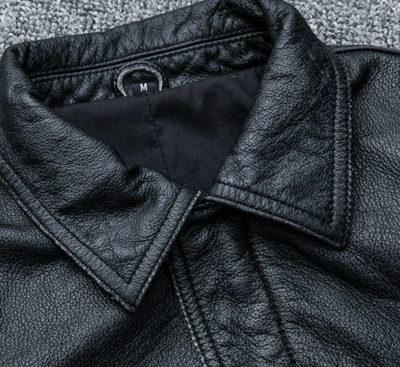 Áo da bò thật big size AKD014 đen