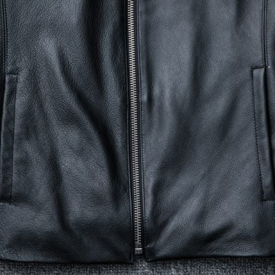 Áo da thật size to AKD018 đen