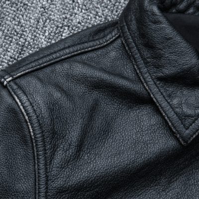 Áo da bò thật big size AKD014 đen