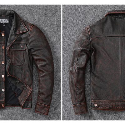 Áo da AKD001 nâu đỏ