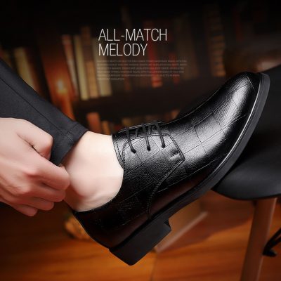 Giày tăng chiều cao nam GTD011 đen vuông