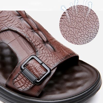 Dép da nam GTD041 nâu