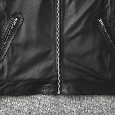 Áo da nam AKD003 da bò đen