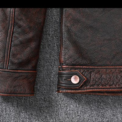 Áo da AKD001 nâu đỏ