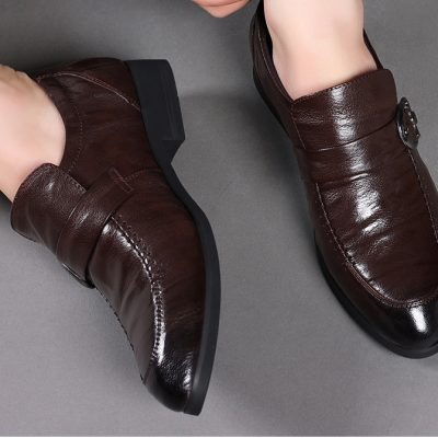 Giày Da Nam GTD016 Da Cừu Đen (Dép Đế Rỗng)