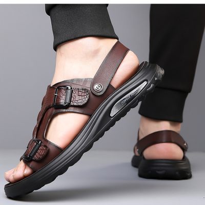 Dép da nam GTD041 nâu