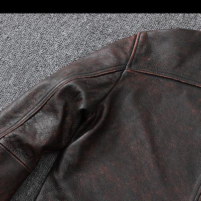 Áo da AKD001 nâu đỏ