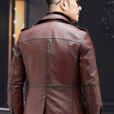 Áo da nam đẹp AKD005 màu nâu