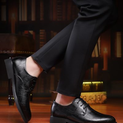 Giày tăng chiều cao nam GTD011 đen vuông