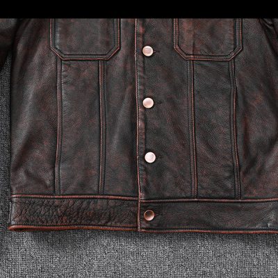 Áo da AKD001 nâu đỏ