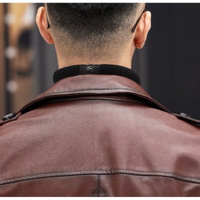 Áo da nam đẹp AKD005 màu nâu