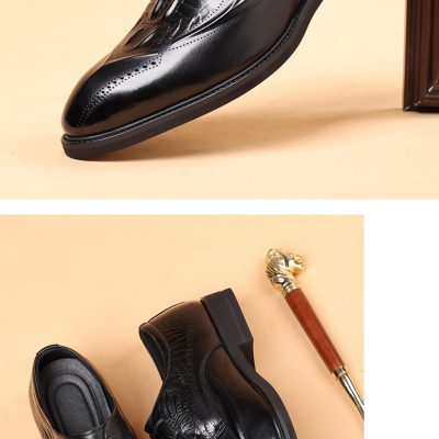 Giày Da Bò Nam GTD017 Đen