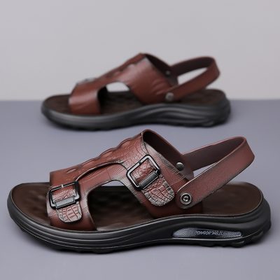 Dép da nam GTD041 nâu