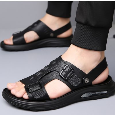 Dép da nam GTD041 nâu