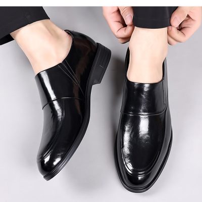 Giày Tăng Chiều Cao Nam Da Bò Thật GTD006 Đen