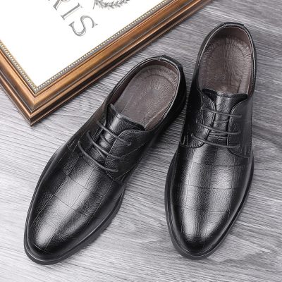 Giày tăng chiều cao nam GTD011 đen vuông