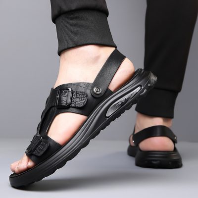 Dép da nam GTD041 nâu