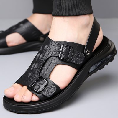 Dép da nam GTD041 nâu