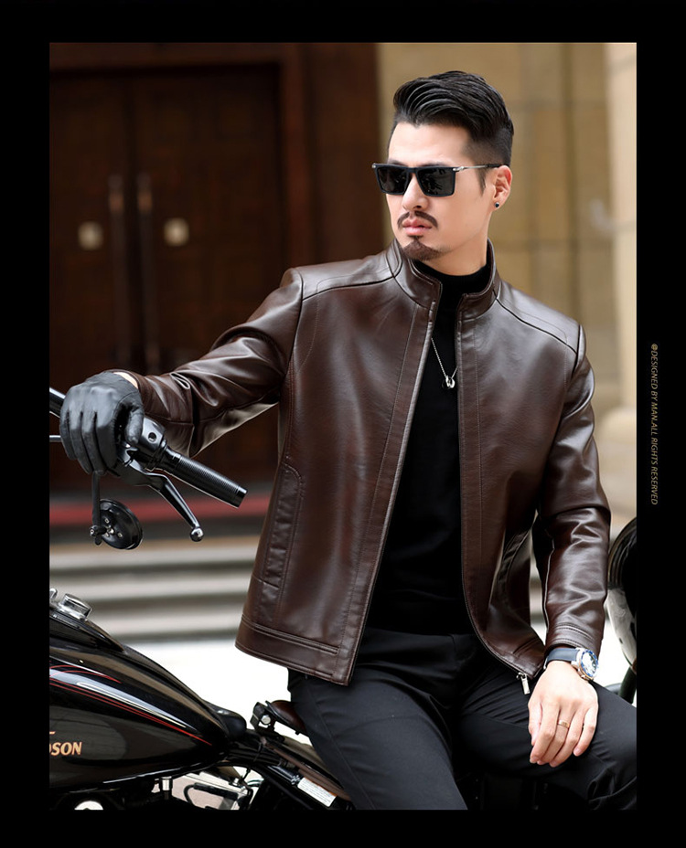 Áo khoác da cổ đứng