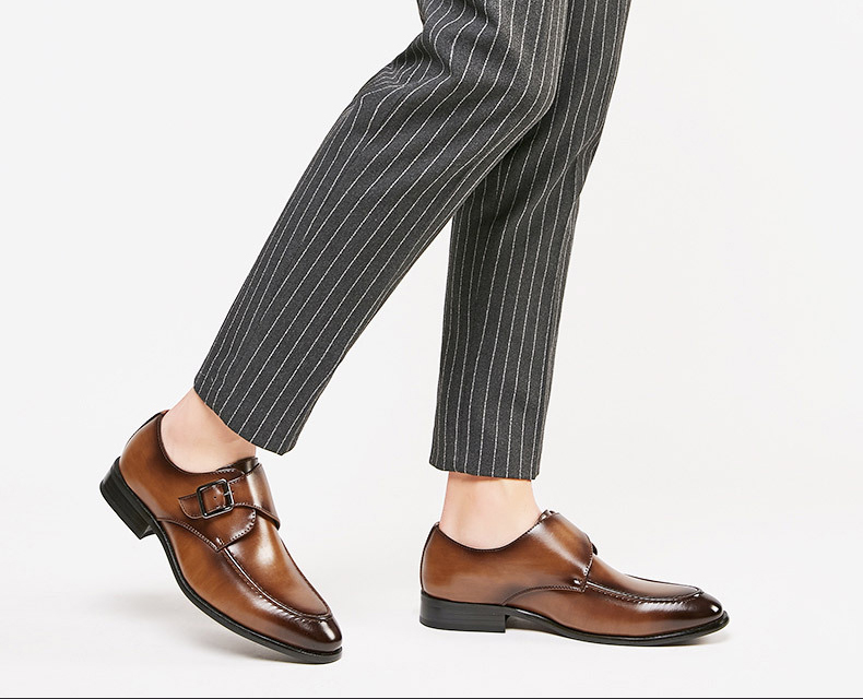 Giày da nam gót cao 3-4cm