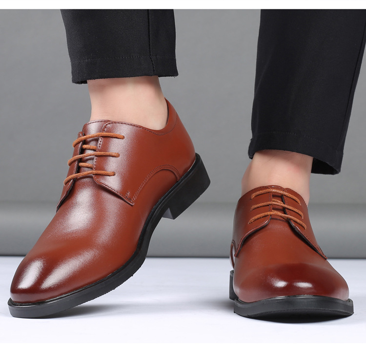 Giày da nam gót cao 3-4cm