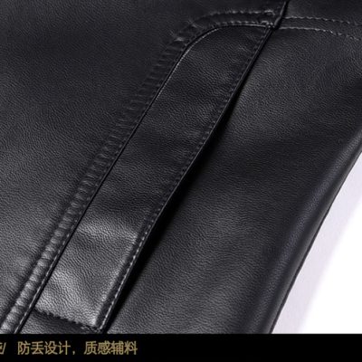 Áo da cừu cổ đứng AKD008 màu nâu nhạt