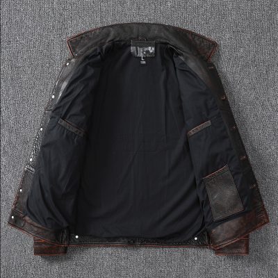 Áo da AKD001 nâu đỏ