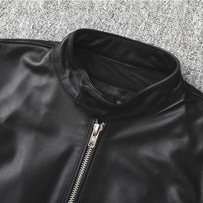 Áo da nam AKD003 da bò đen