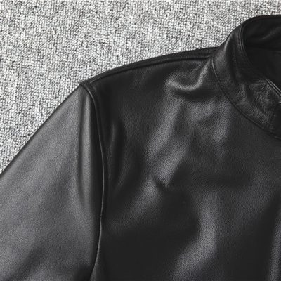 Áo da nam AKD003 da bò đen