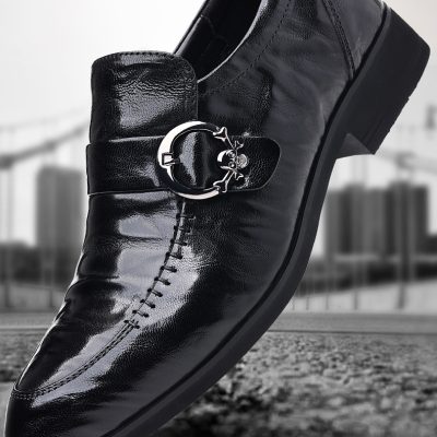 Giày Da Nam GTD016 Da Cừu Đen (Dép Đế Rỗng)